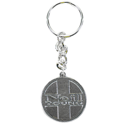 Neil Young Round Logo Metal Key Chain Front