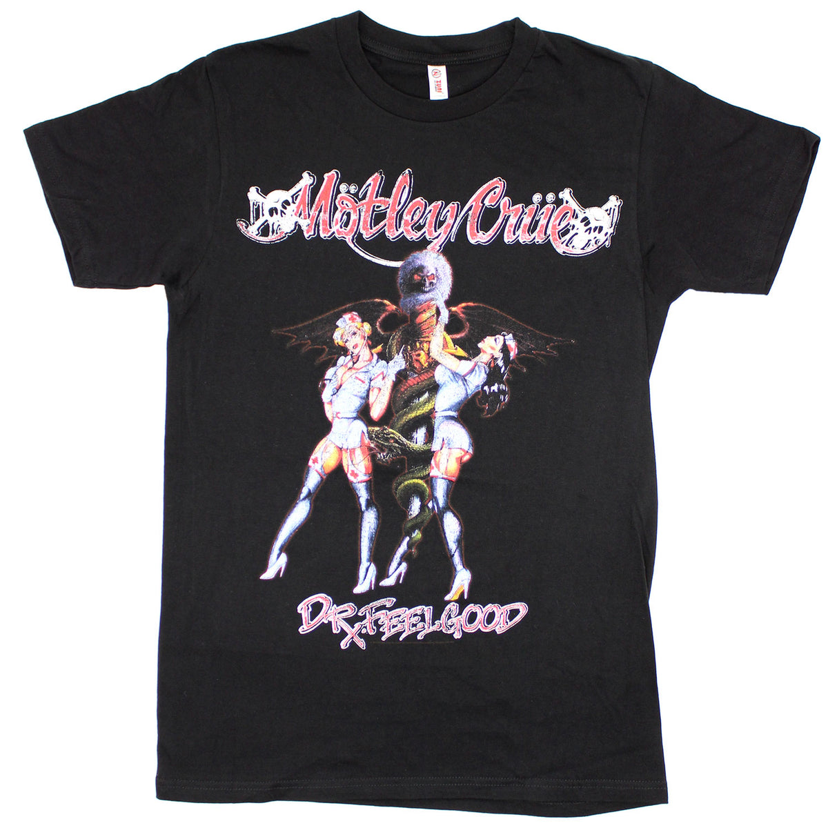 Motley Crue Dr. Feelgood Songs on Back Tee T-shirt Front