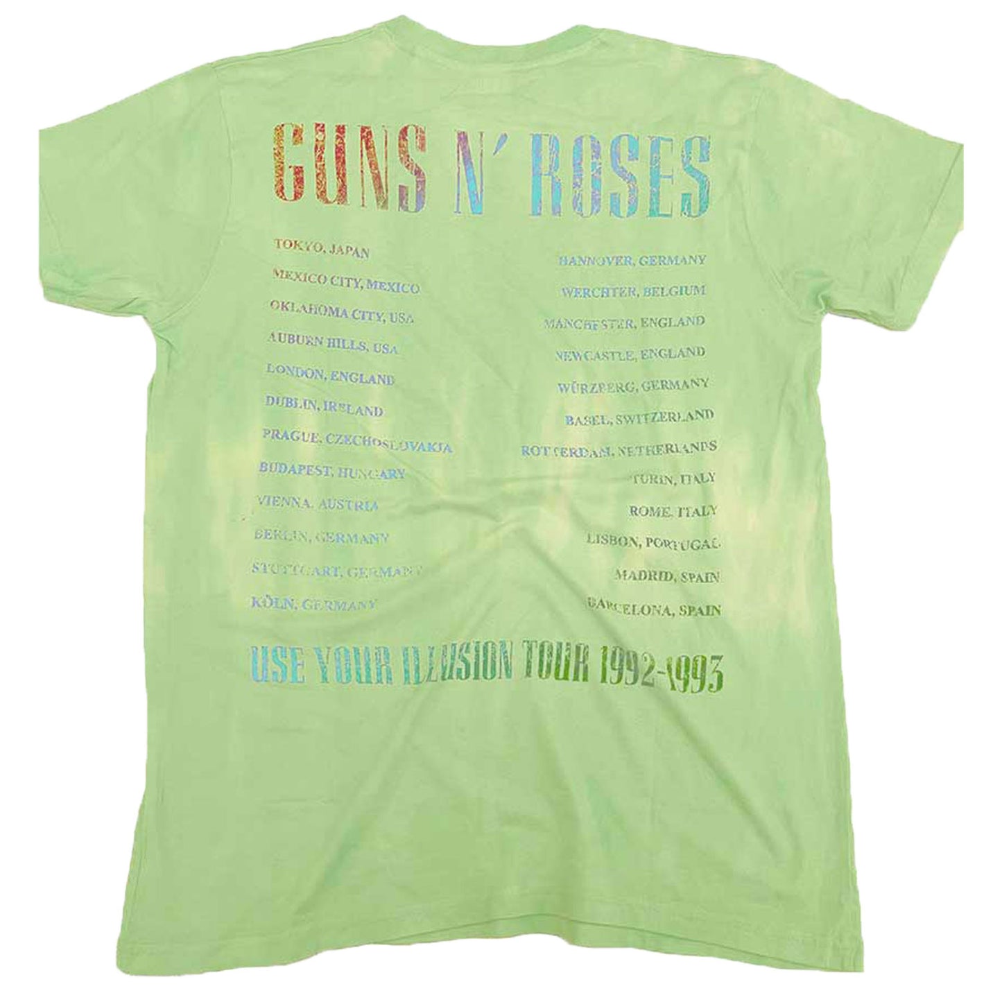 Guns N Roses Gradient Use Your Illusion Tour T-shirt Back