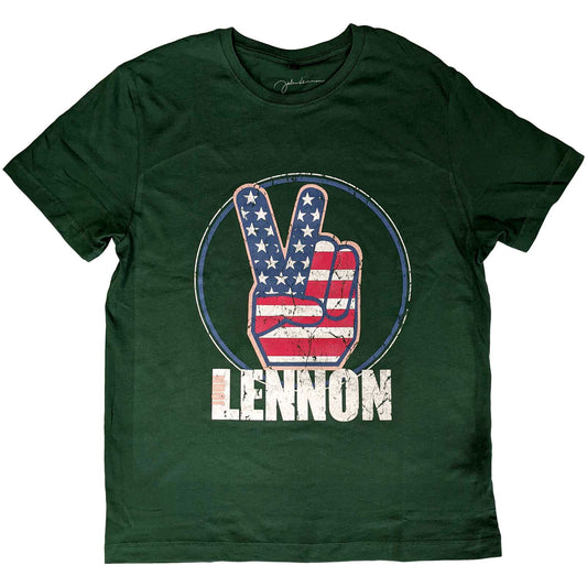 John Lennon Peace Fingers Us Flag T-shirt