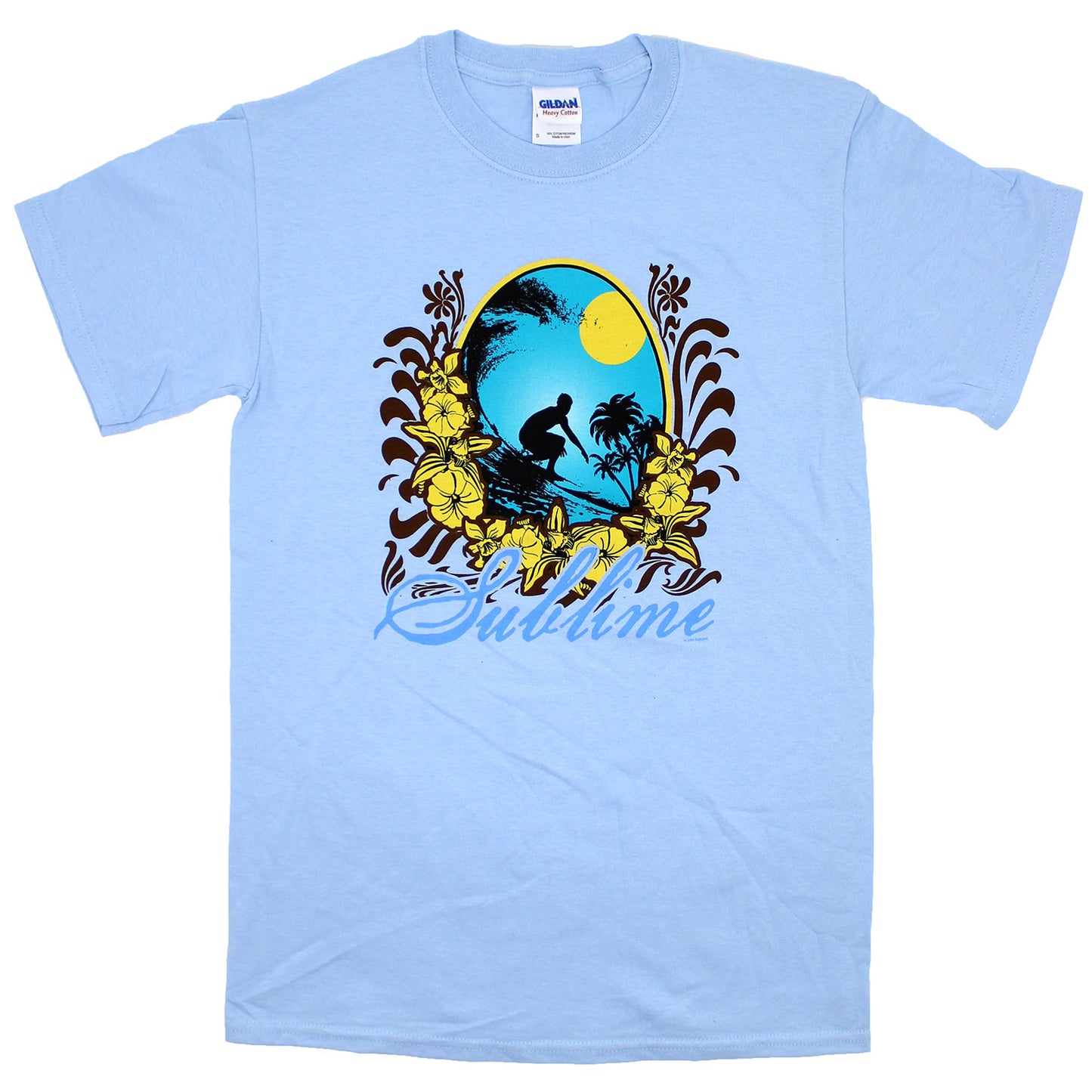 Sublime Surfer Silhouette Within Flowers Art & Logo T-shirt