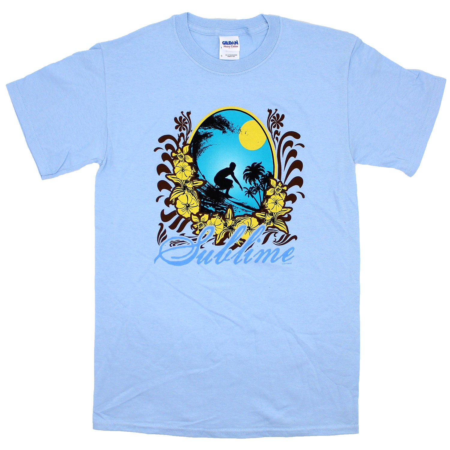 Sublime Surfer Silhouette Within Flowers Art & Logo T-shirt
