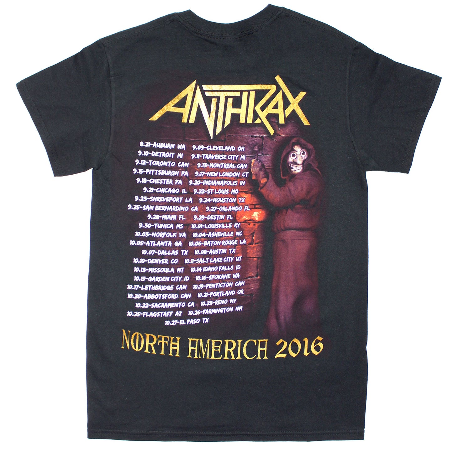 Anthrax Bloody Wings N.A. 2016 Tour Tee T-shirt Back