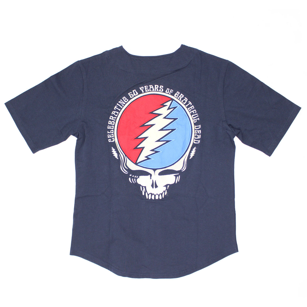 Grateful Dead SYF 50 Embroidered Baseball Jersey (Navy Blue) Authentic Baseball  Jersey Back