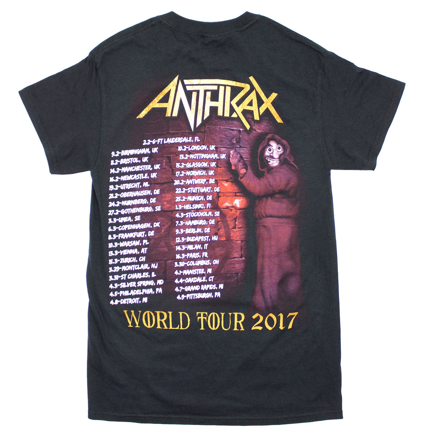 Anthrax World Tour 2017 T-shirt Back