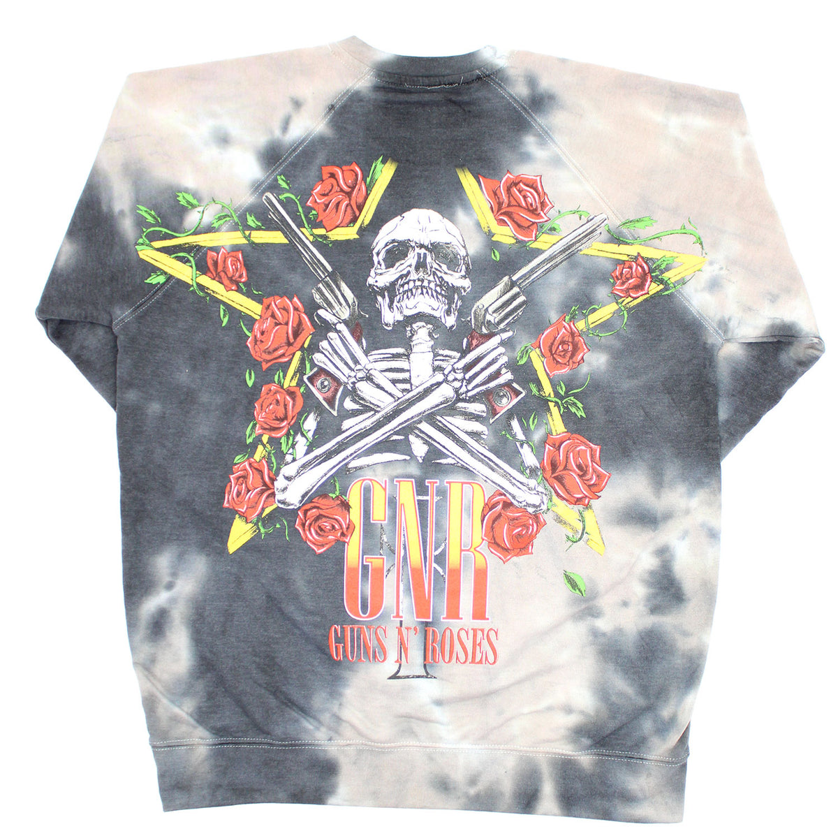 Guns N Roses Skeleton With Pistols One Of A Kind Tie Dye Sweatshirt Sweatshirt Back