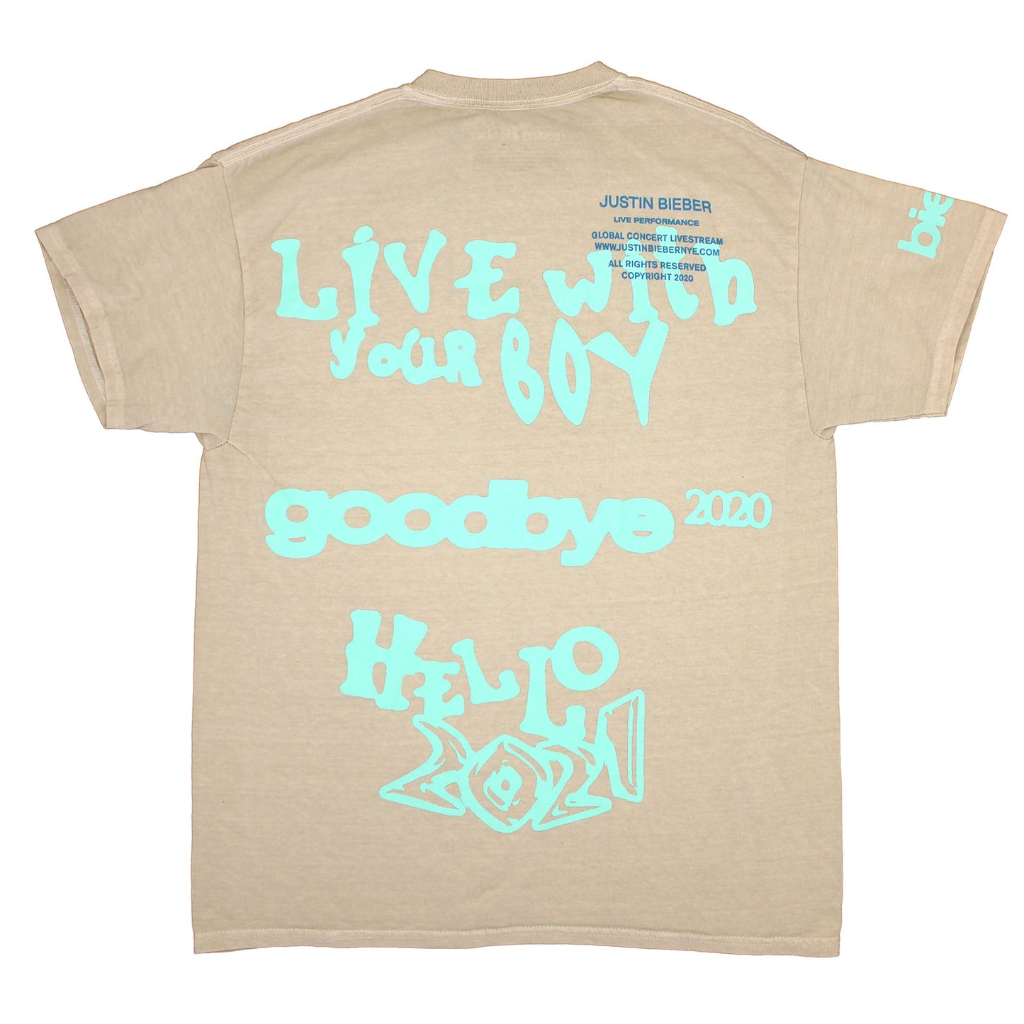 Justin Bieber Live Stream 12.31.20 Tee (Tan) T-shirt Back