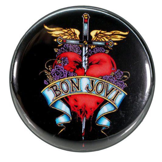 Bon Jovi Heart & Dagger Button Front