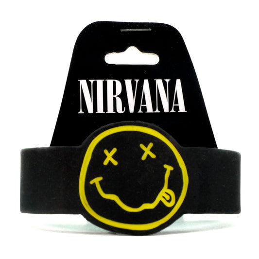 Nirvana Smiley Face Silicone Wristband Rubber Bracelet Front