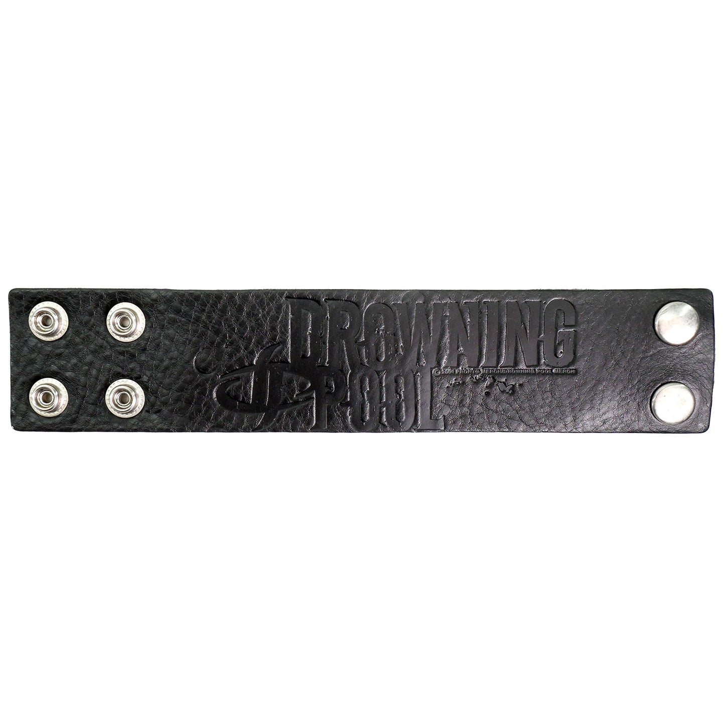 Drowning Pool Embossed Logo Leather Wristband Wristband Front