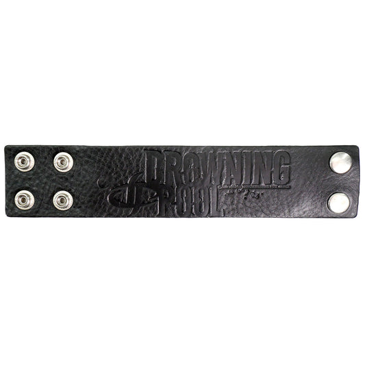 Drowning Pool Embossed Logo Leather Wristband Wristband Front