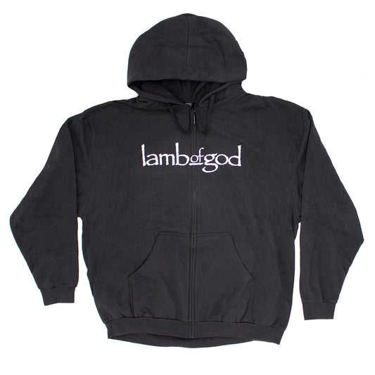 Lamb Of God Logo With Pure American Metal Seal On Back Zippered Hooded Sweatshirt