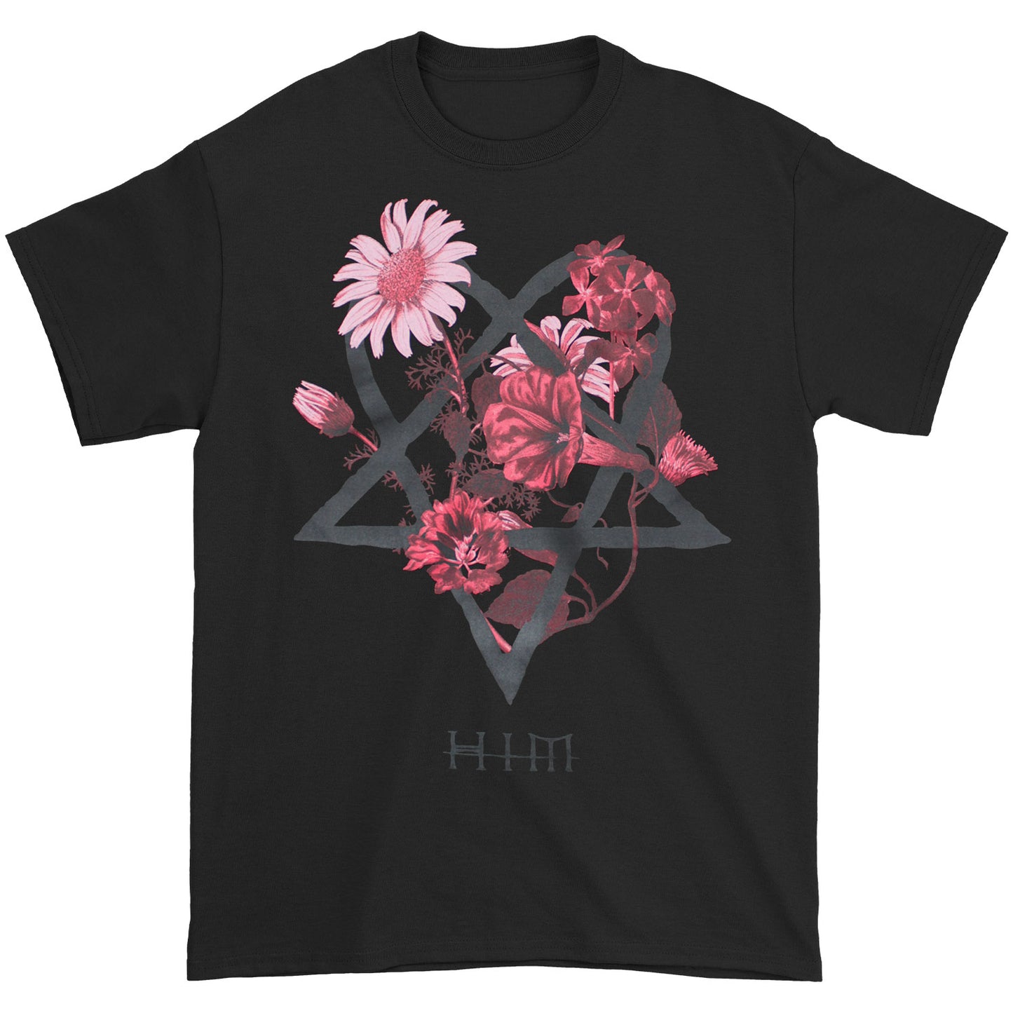HIM Floral Heartagram Art & Logo T-shirt Front
