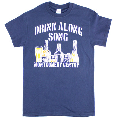 Montgomery Gentry Drink Along Song on Navy Blue Tee T-shirt Front