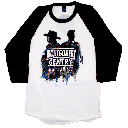 Montgomery Gentry Here's To You B&W Raglan Baseball Jersey Front