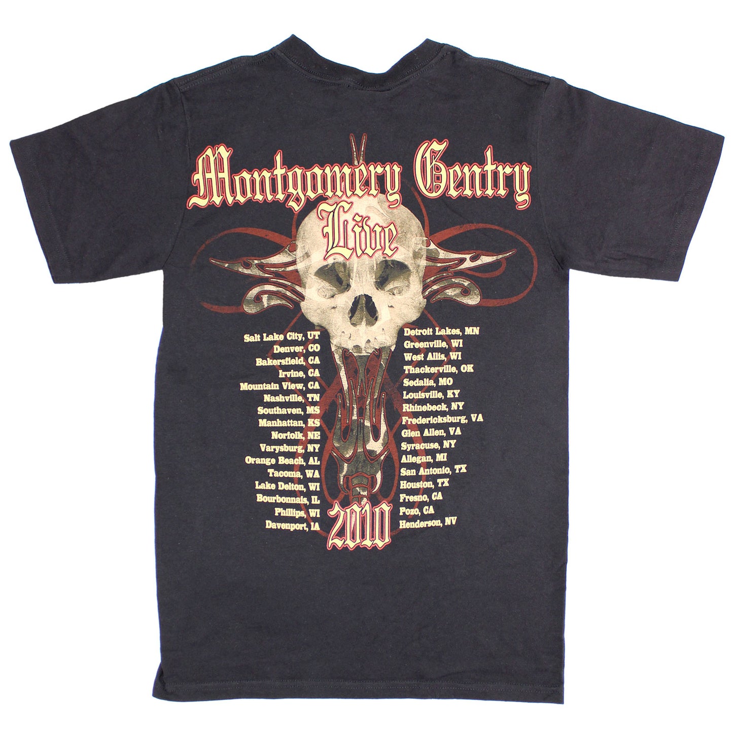 Montgomery Gentry Standing Live 2010 Tour Tee (Salt Lake City, UT - Henderson, NV) T-shirt Back