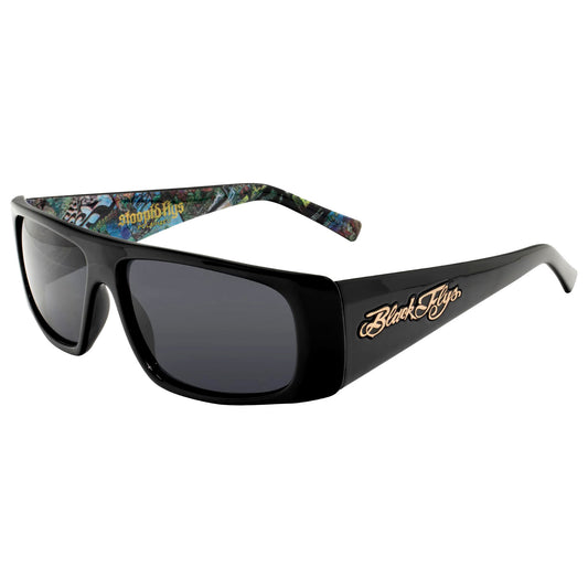 Slightly Stoopid Stoopid Fly Album Art Sunglasses Shiny Black w/ Smoke Polarized Lens Sunglasses Front