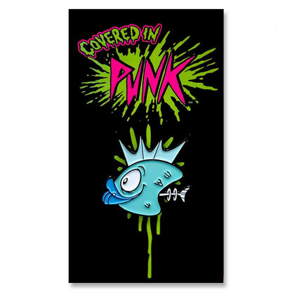 Osaka Popstar Demented Punk Blue Fish Heads Toon Enamel Pin Pewter Pin Badge
