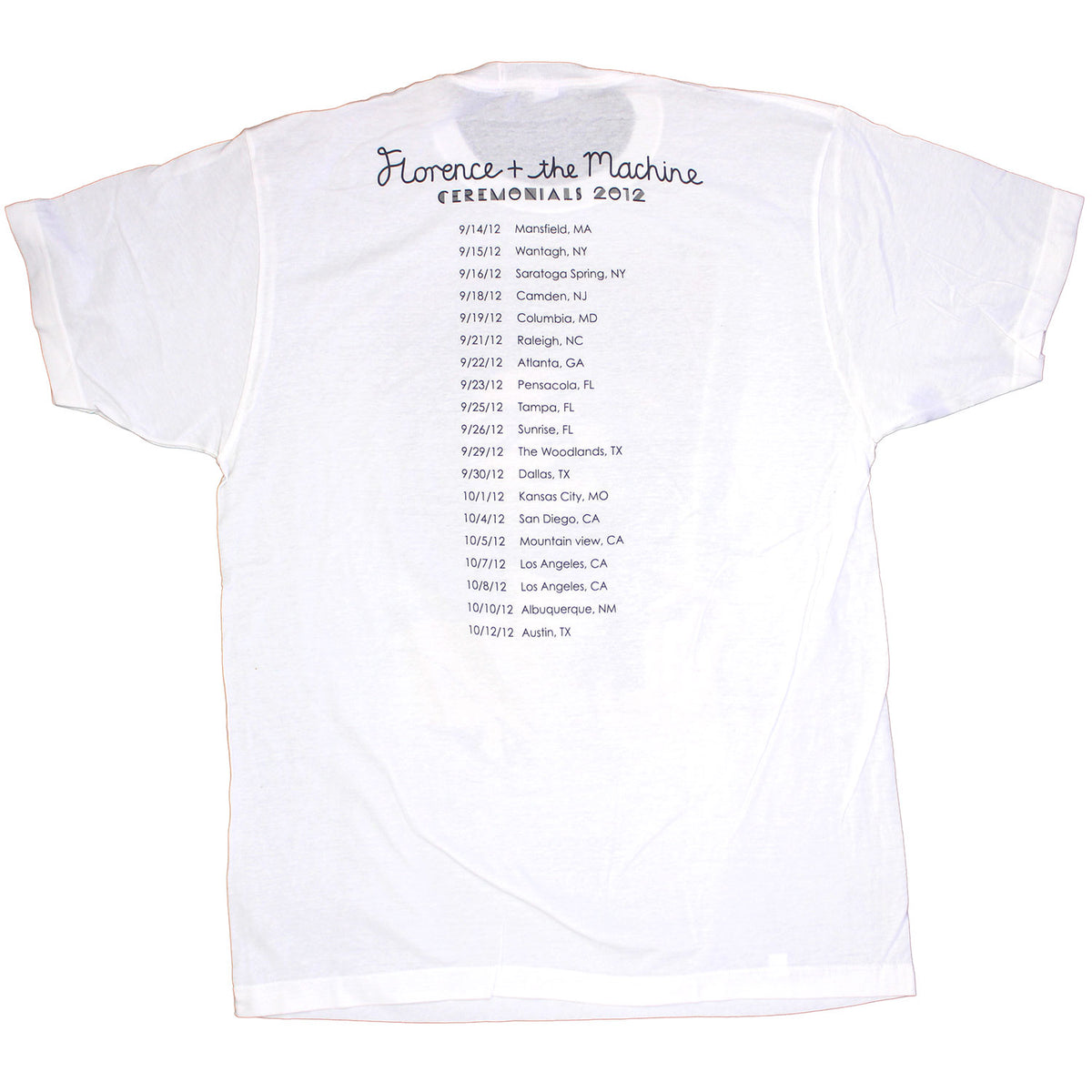 Florence + The Machine Photo Portrait 2012 Tour Tee (Mansfield - Austin) T-shirt Back