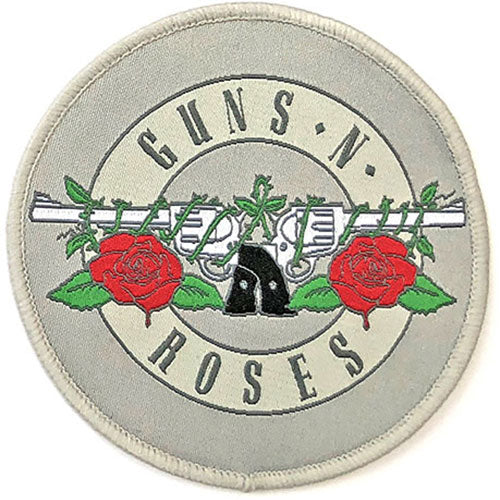 Guns N Roses Silver Circle Logo Woven Patch Front