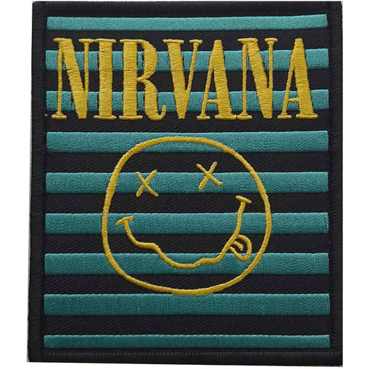 Nirvana Logo & Smiley Stripes Woven Patch Front