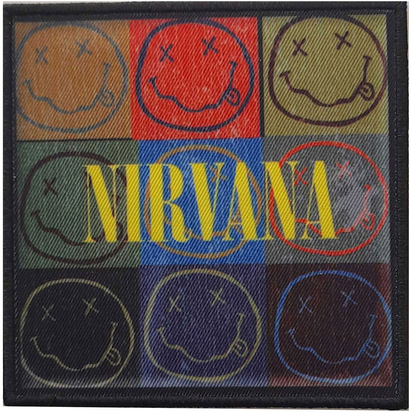 Nirvana Distressed Smiley Blocks Woven Patch Front
