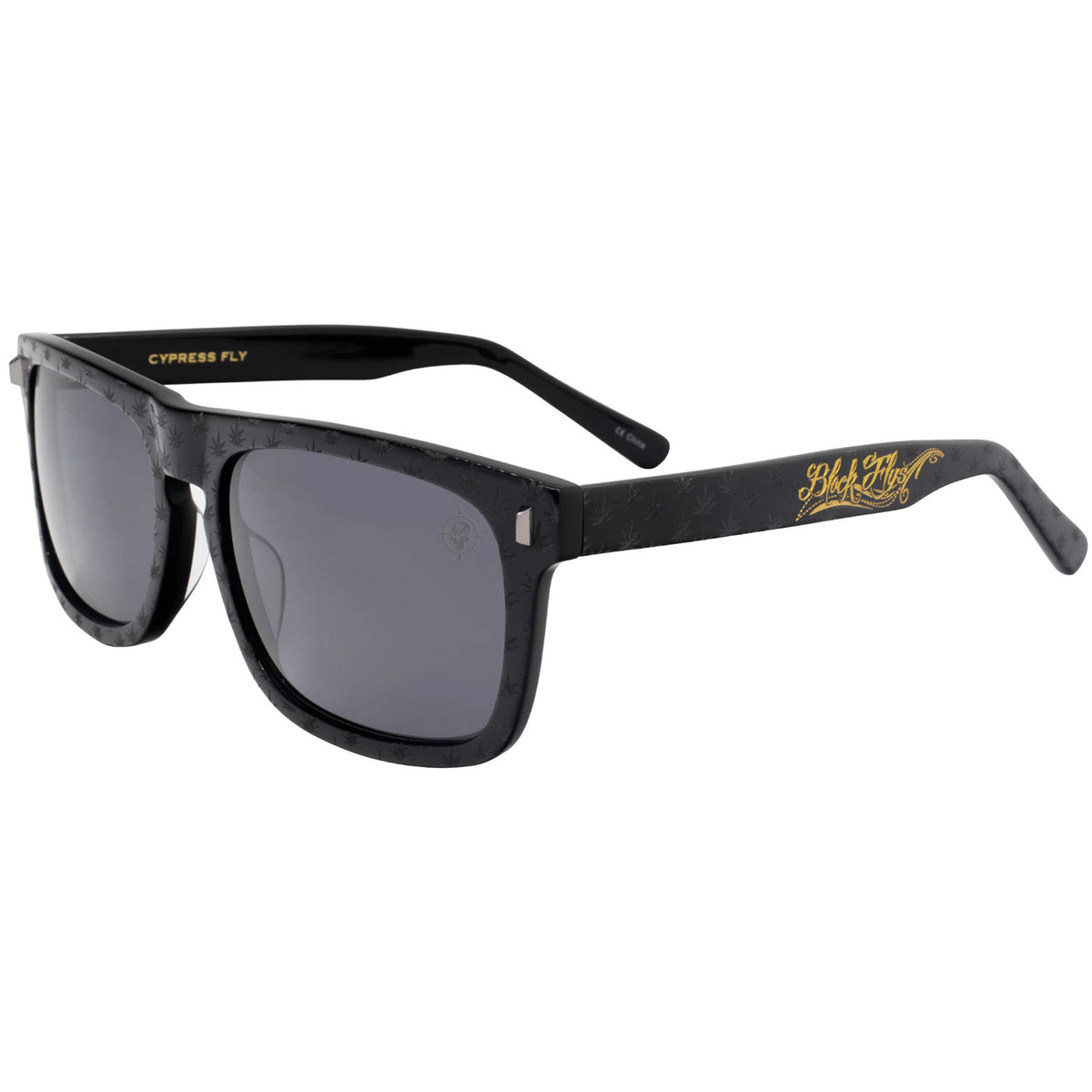 Black Flys x Cypress Hill Flyamivice Collaboration Shiny Black w/ Smoke Lens Sunglasses Front