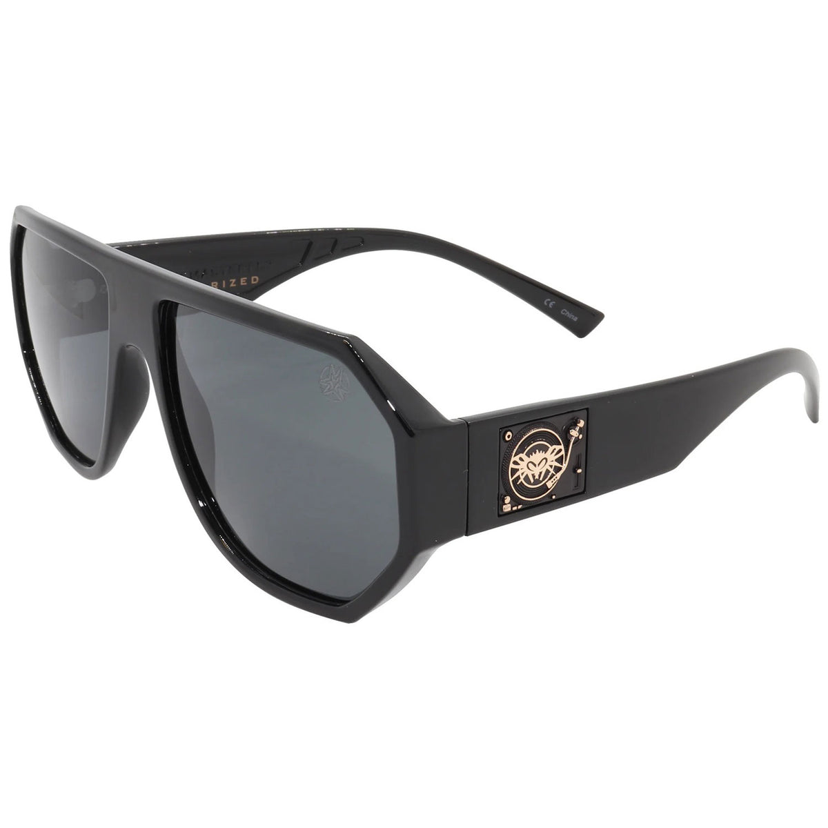 Mix Master Mike Mix Master Fly Black Flys Collab Shiny Black w/ Smoke Polarized Lens Sunglasses Front