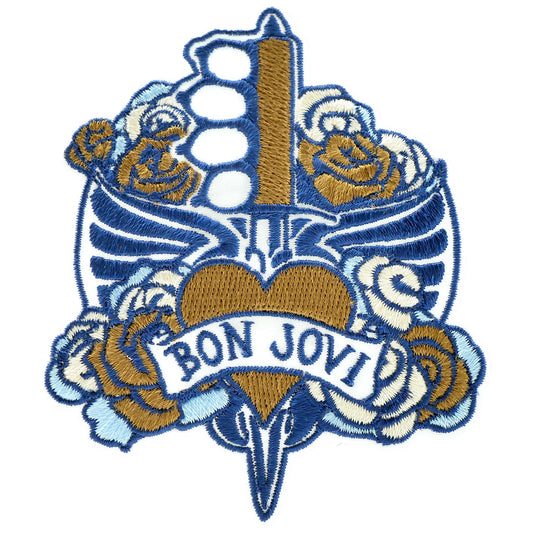 Blue Heart & Dagger Embroidered Patch