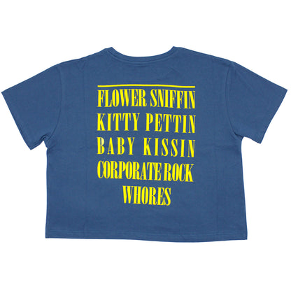 Yellow Smiley Flower Sniffin Ladies Crop Top Junior Top