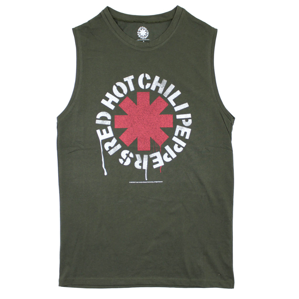 Red Hot Chili Peppers Men’s Logo T-Shirt – Black With Stencil Design, 100% Cotton, Officially Licensed