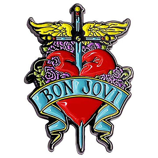 Bon Jovi Dagger Heart Pewter Pin Badge