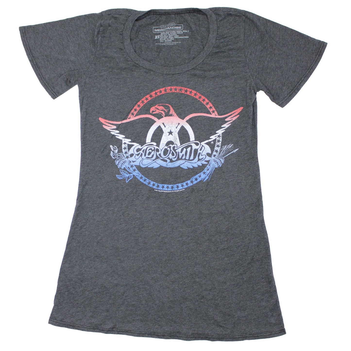 Vintage Distressed Gradient Eagle Wings Logo Junior Top