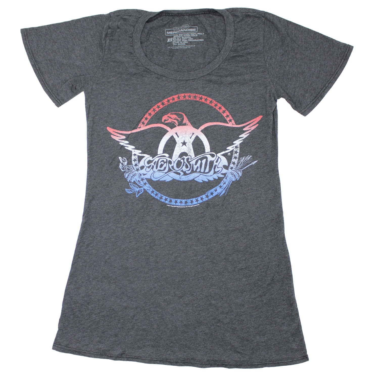 Vintage Distressed Gradient Eagle Wings Logo Junior Top