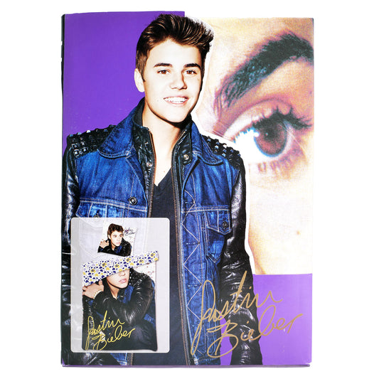 Justin Bieber Photo & Signature/Allover JB Hearts Plush Blanket