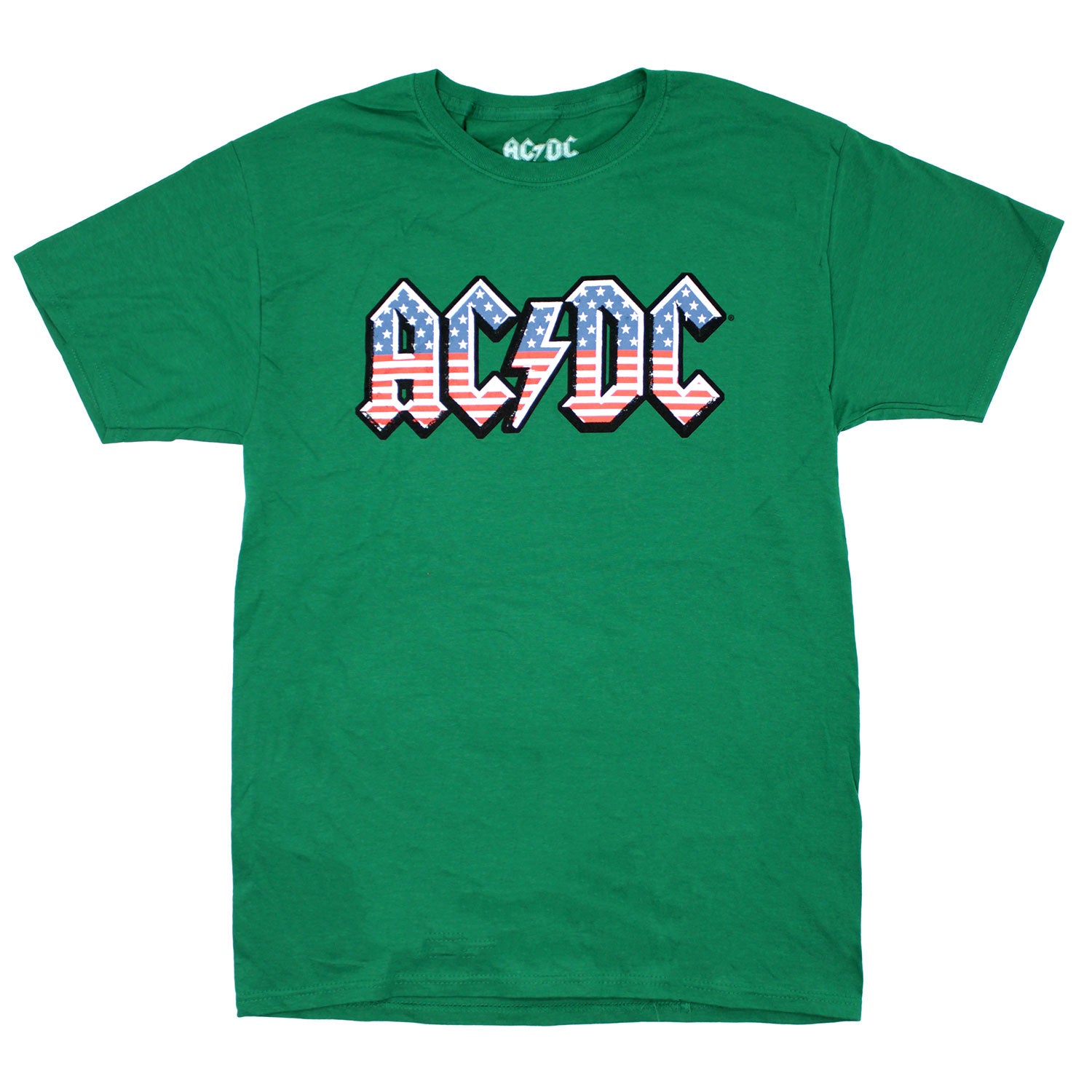 AC/DC Vintage Distressed American Flag Logo On Green T-shirt T-shirt