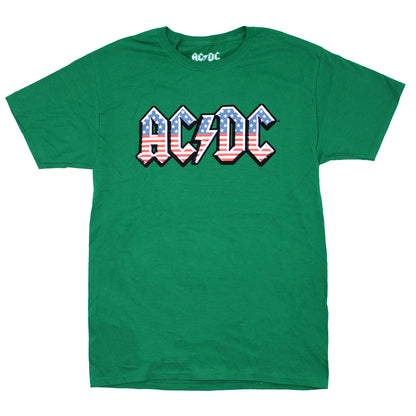 AC/DC Vintage Distressed American Flag Logo On Green T-shirt T-shirt