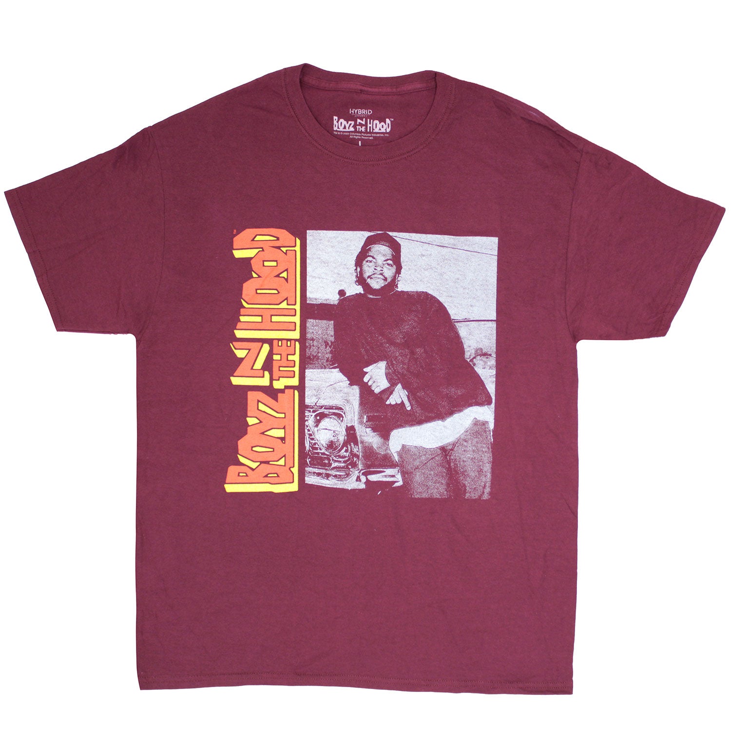 Side Logo Car on Maroon Tee T-shirt