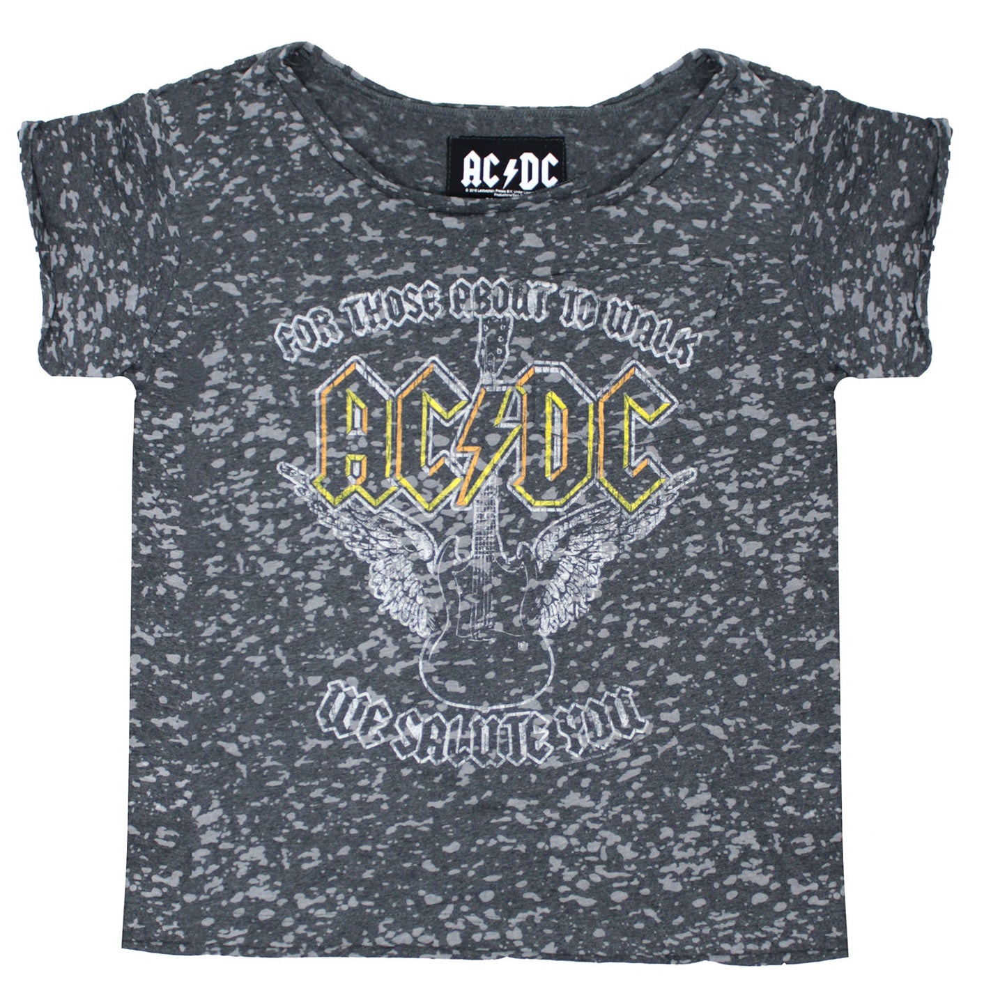 For Those About To Walk We Salute You Winged Guitar Logo Junior Top