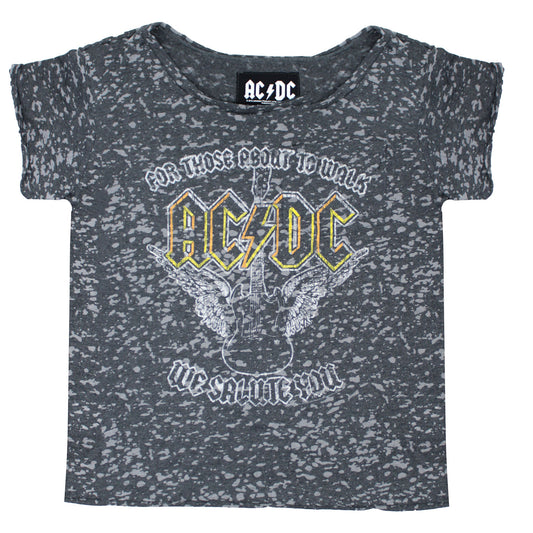 For Those About To Walk We Salute You Winged Guitar Logo Junior Top