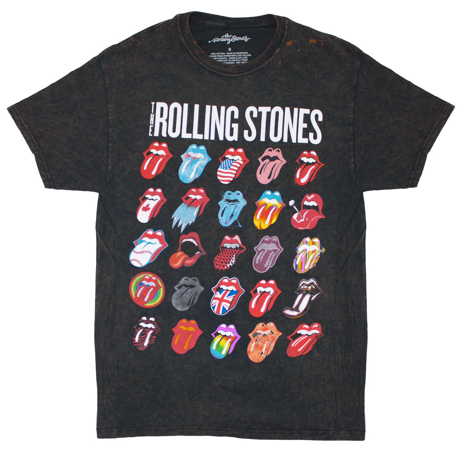 Rolling Stones 25 Tongues Stonewashed Black Tee (Rare) Vintage T-shirt