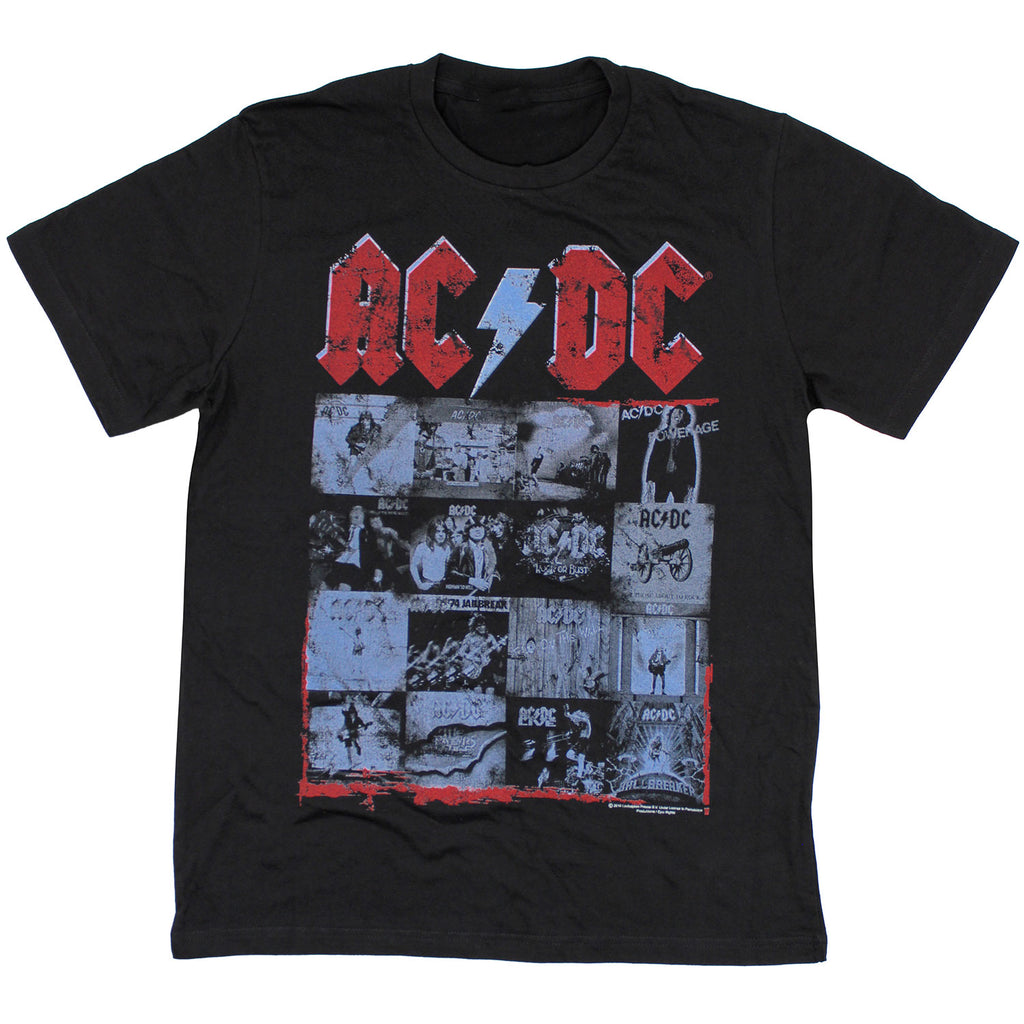 AC/DC Vintage Distressed Album Covers Discography Under Logo T-shirt ...