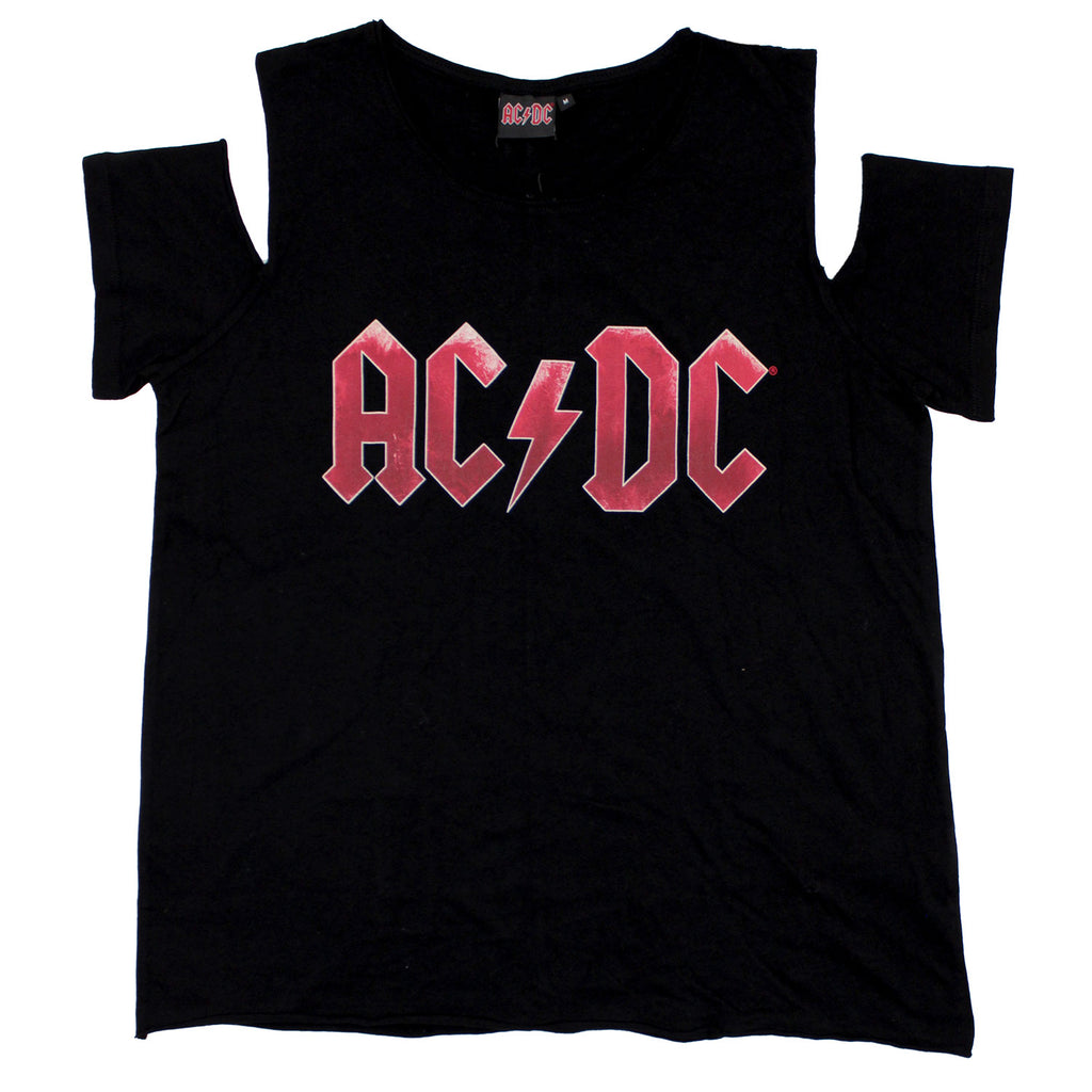 AC/DC Red & White Textured Logo Junior Top | AC/DC Merch Store