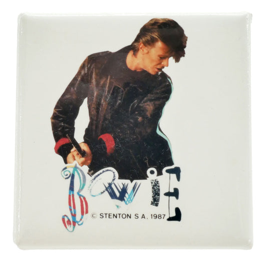 David Bowie Vintage Bowie Logo & Photo Square Pin Button