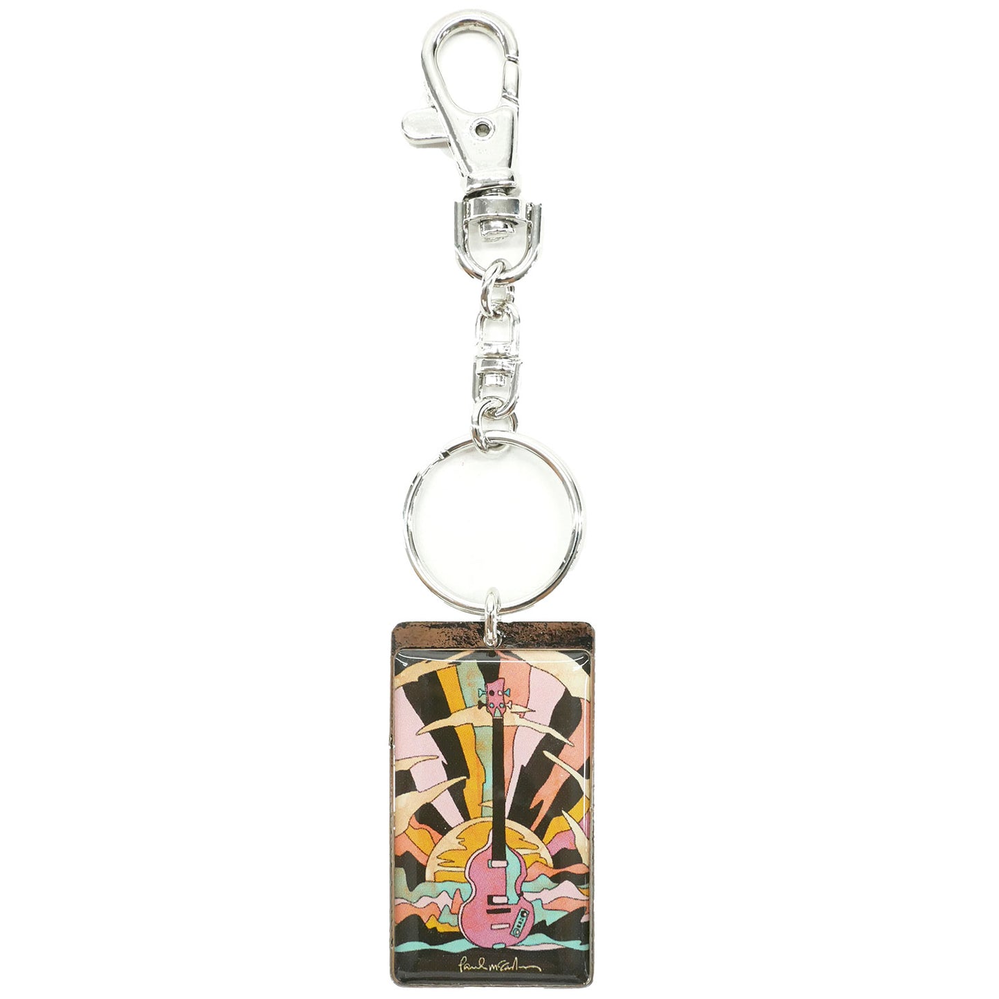 Pink Guitar Enamel Keychain Metal Key Chain