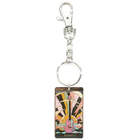 Paul Mccartney Pink Guitar Enamel Keychain Metal Key Chain