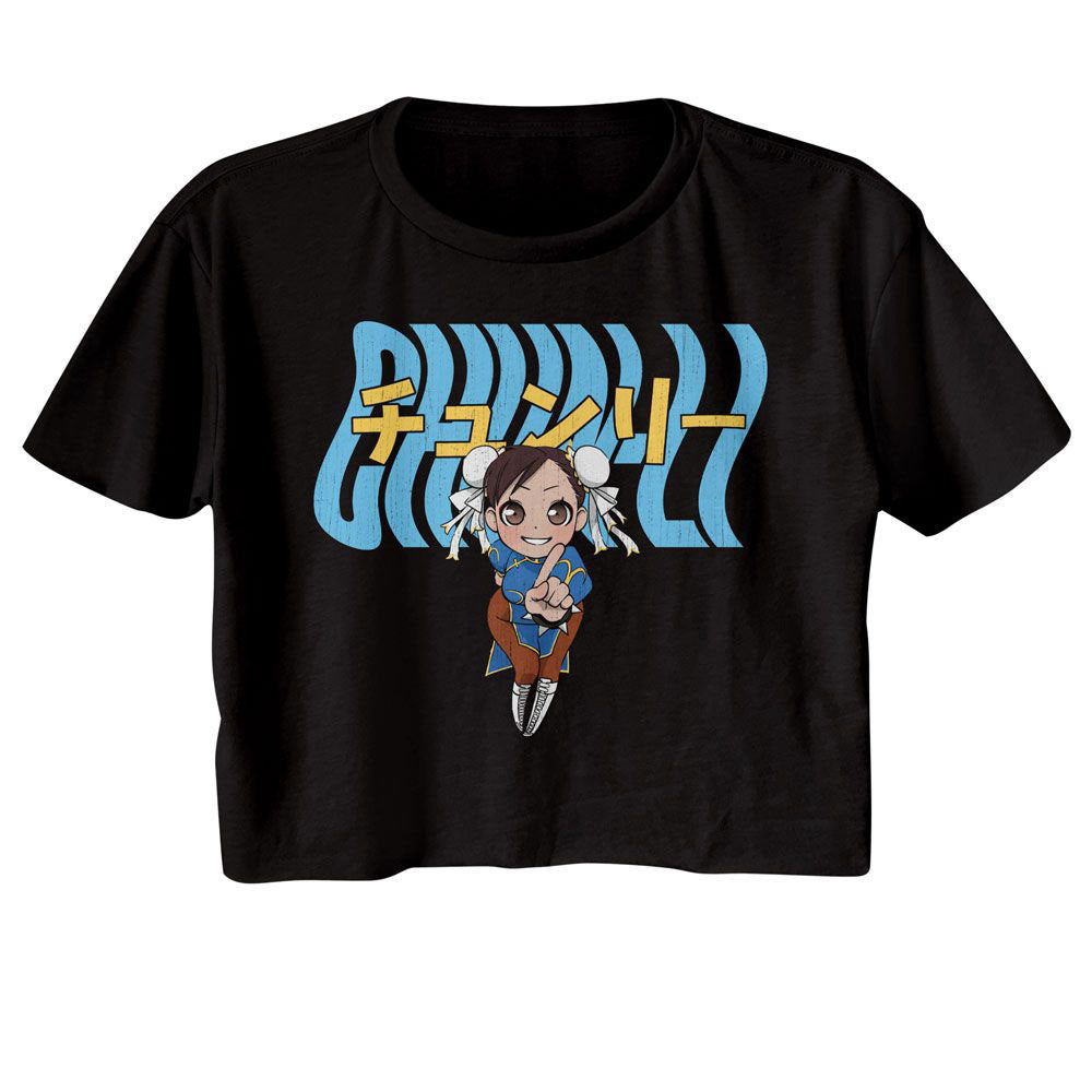 Street Fighter Chun Li Warped Text Junior Top