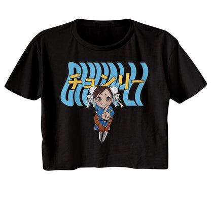 Street Fighter Chun Li Warped Text Junior Top