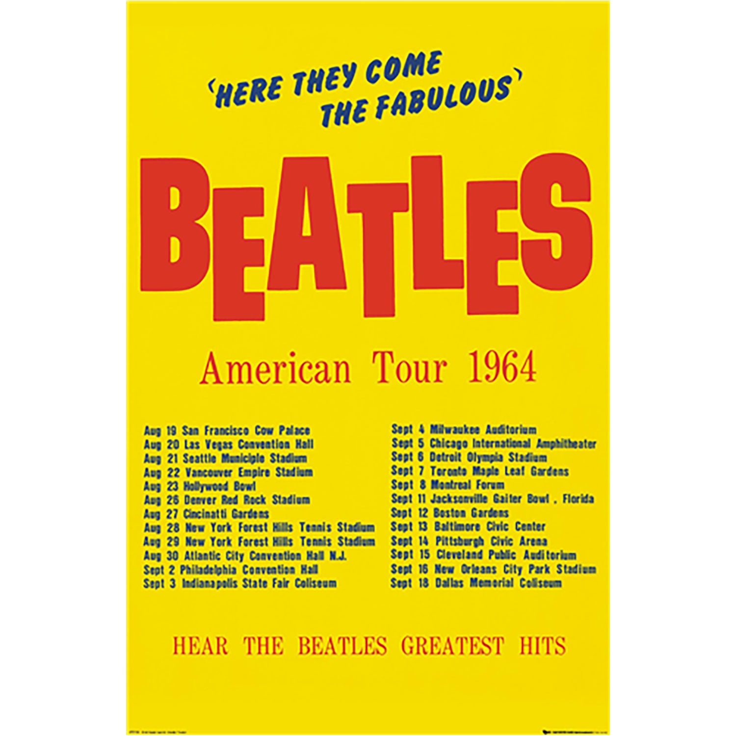 Beatles American Tour 1964 Domestic Poster
