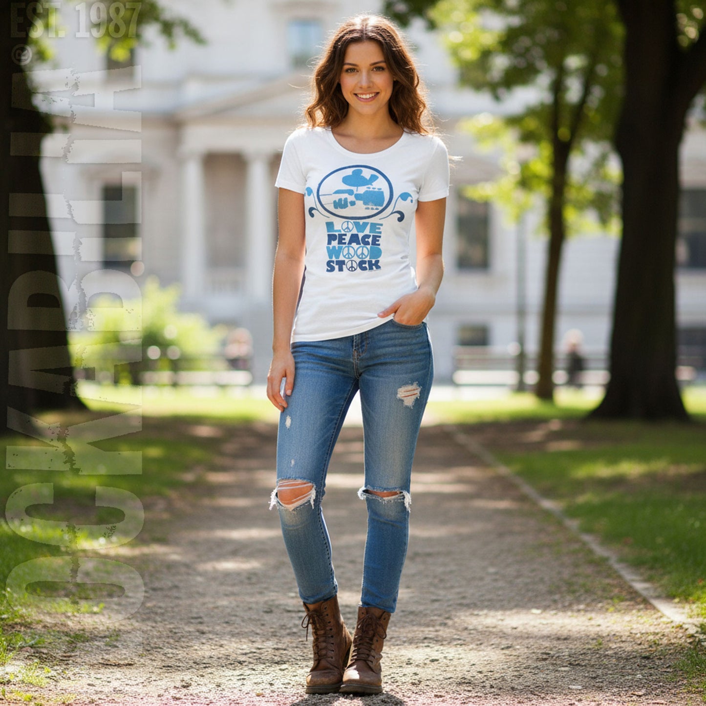 Love Peace Wood Stock Junior Top